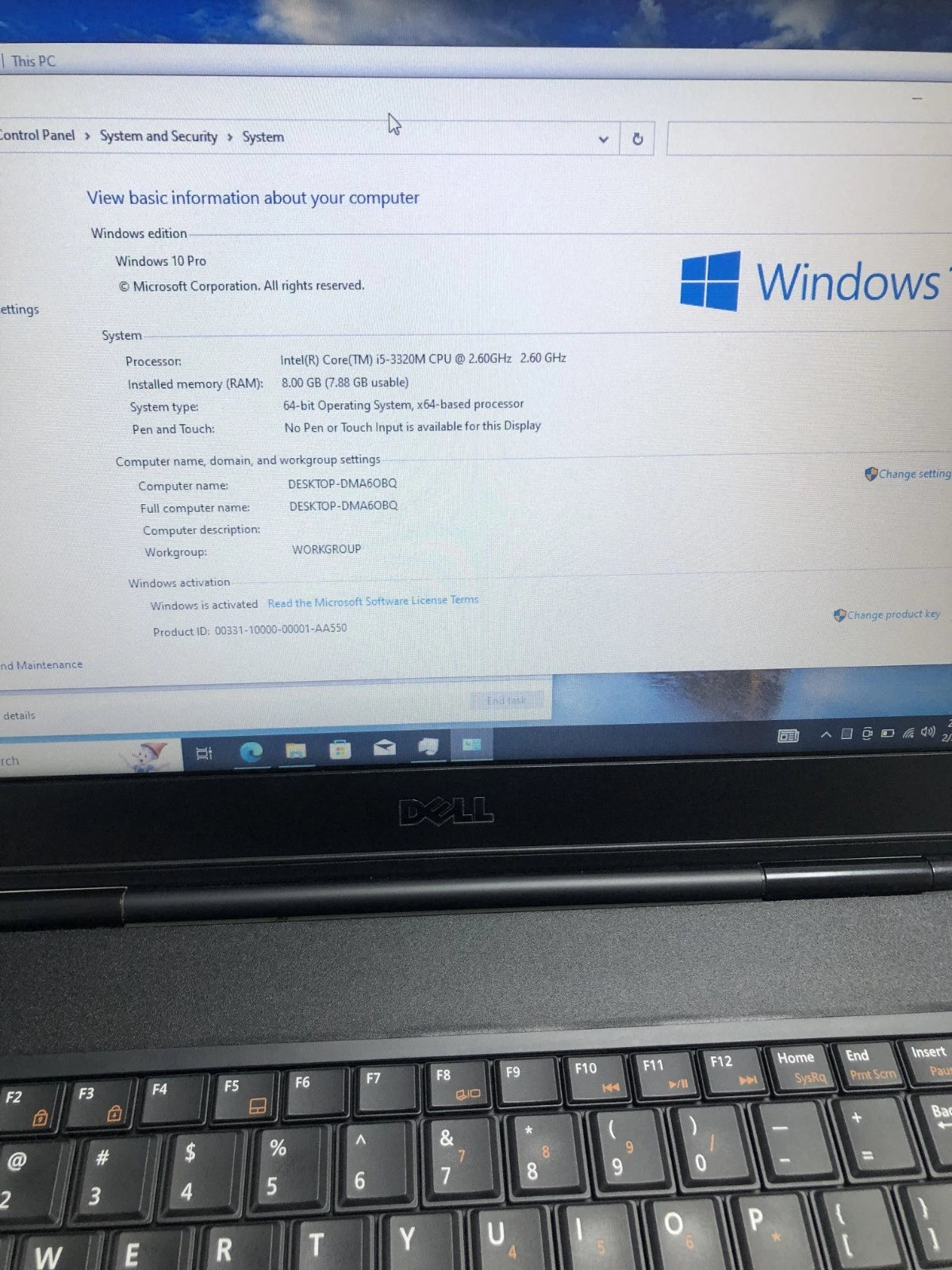 Dell Latitude E5430 powered on showing desktop